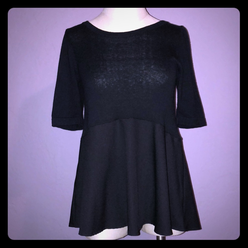 Anthropologie/MOTH peplum blouse, Black, Small